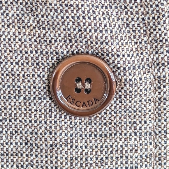 Escada Virgin Wool Tailored Pleated Blazer in Brown and Cream Size 10 / EU 44 - Picture 3 of 13